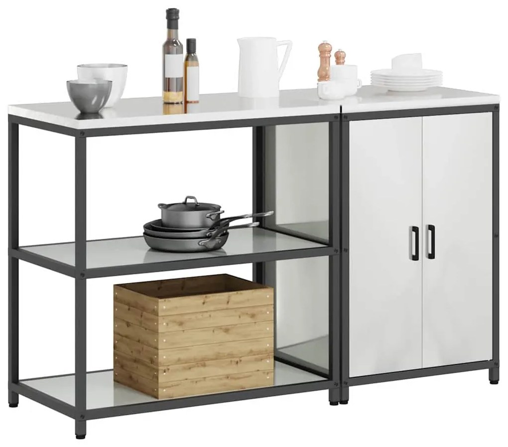 Conjunto de Armazenamento de Cozinha com prateleira 2 pcs Prata