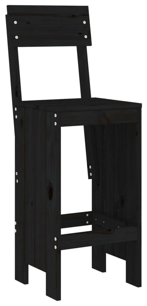 Cadeiras de bar 2 pcs 40x48,5x115,5 cm pinho maciço preto