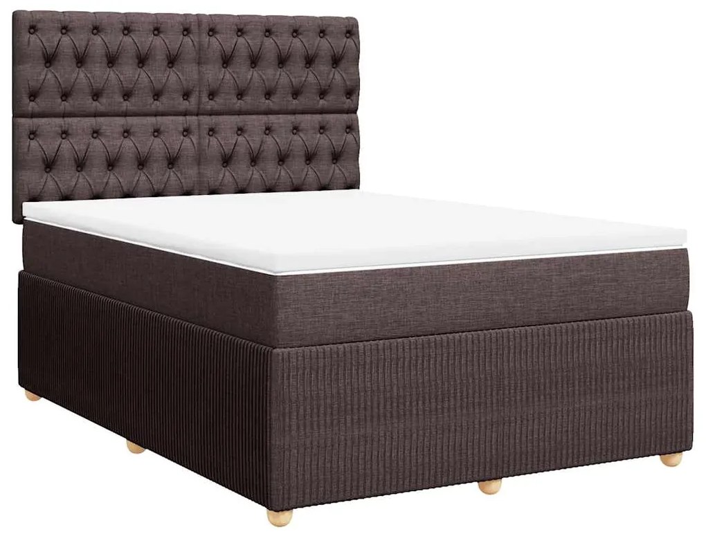 Cama com molas/colchão 160x200 cm tecido castanho-escuro