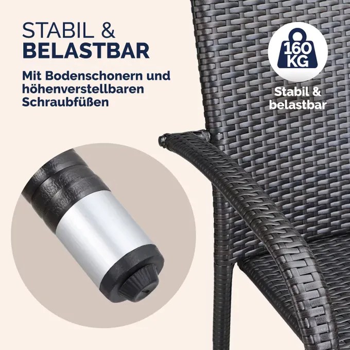 Conjunto de 4 Cadeiras jardim empilhável Comfort em Polyrattan Castanhas