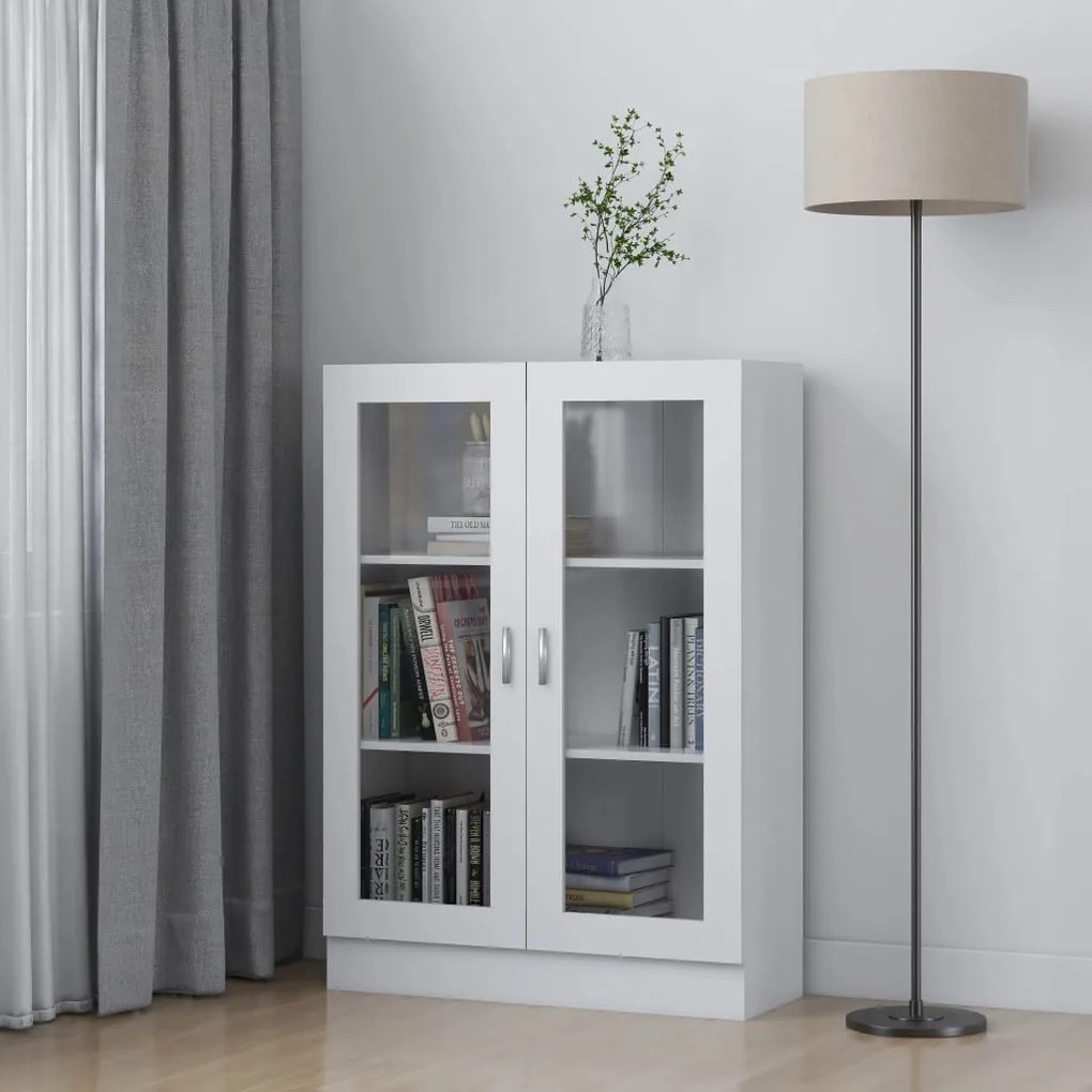 vidaXL Armário vitrine 82,5x30,5x115 cm derivados de madeira branco