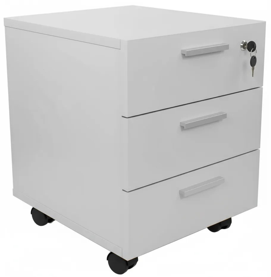 Bloco de Gavetas Riva 3 Gavetas com Fechadura Cinza 380x470x535mm