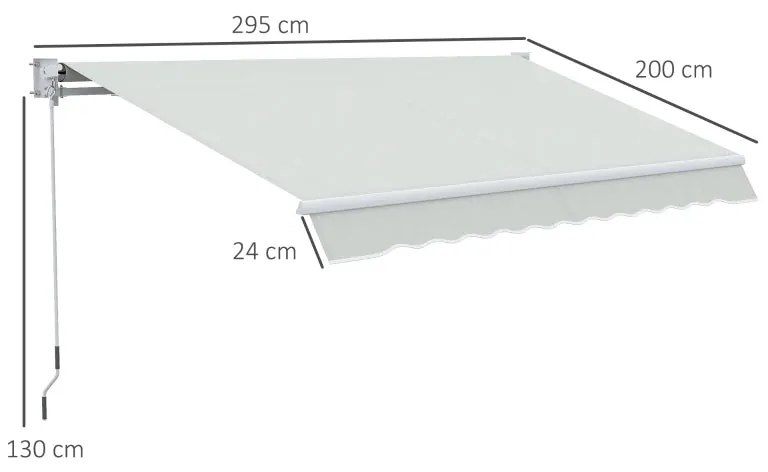 Toldo de Parede Retrátil com Manivela - 200x295 cm - Creme