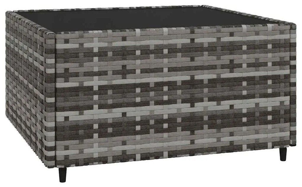 3 pcs conjunto lounge de jardim c/ almofadões vime PE cinzento