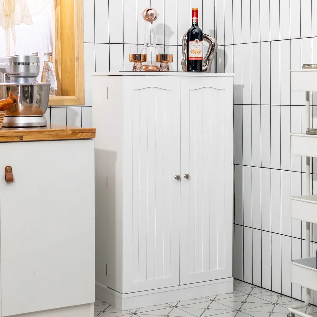 Armário Despensa de Cozinha com Prateleiras Duplas Ajustáveis Organizador de Prateleiras Despensa de cozinha 59 x 30,5 x 103 cm Branco
