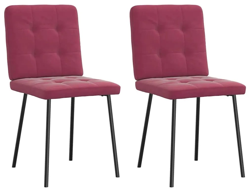Cadeiras de jantar 2 pcs veludo vermelho tinto