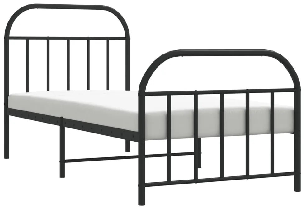 Estrutura de cama com cabeceira e pés 90x190 cm metal preto