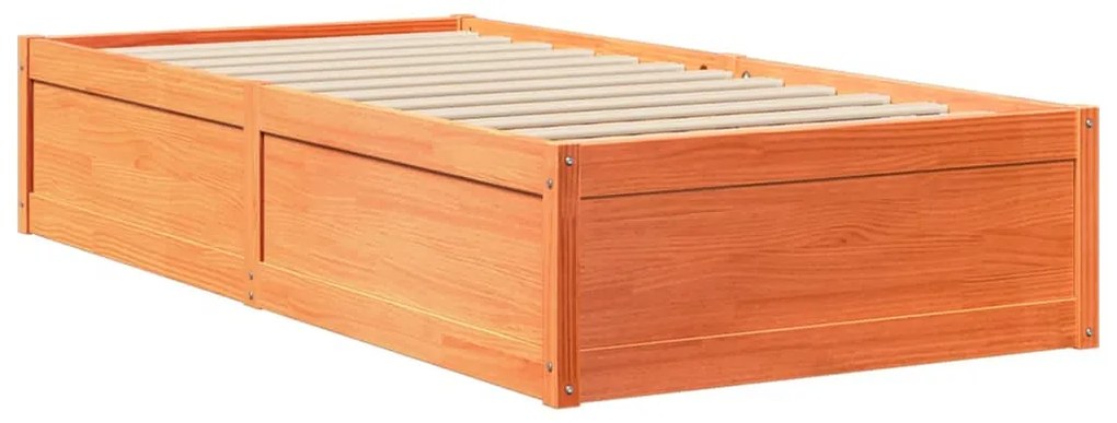 Cama sem colchão 90x190 cm madeira de pinho maciça castanho-mel