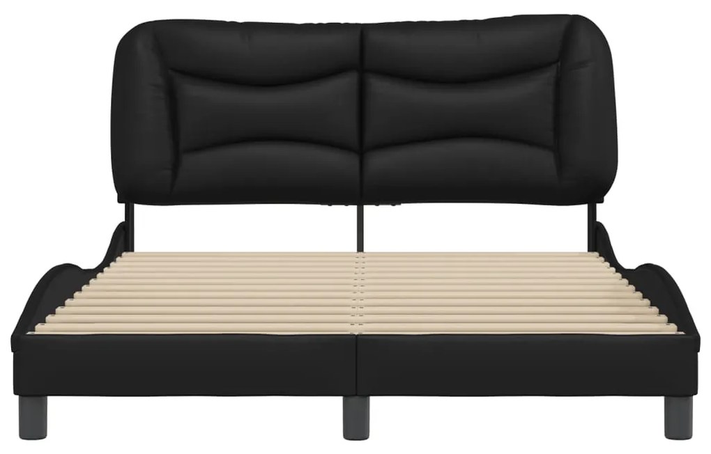 Estrutura cama c/ cabeceira 140x200 cm couro artificial preto