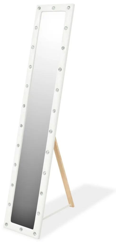 Espelho de pé em couro artificial 30x150 cm branco brilhante