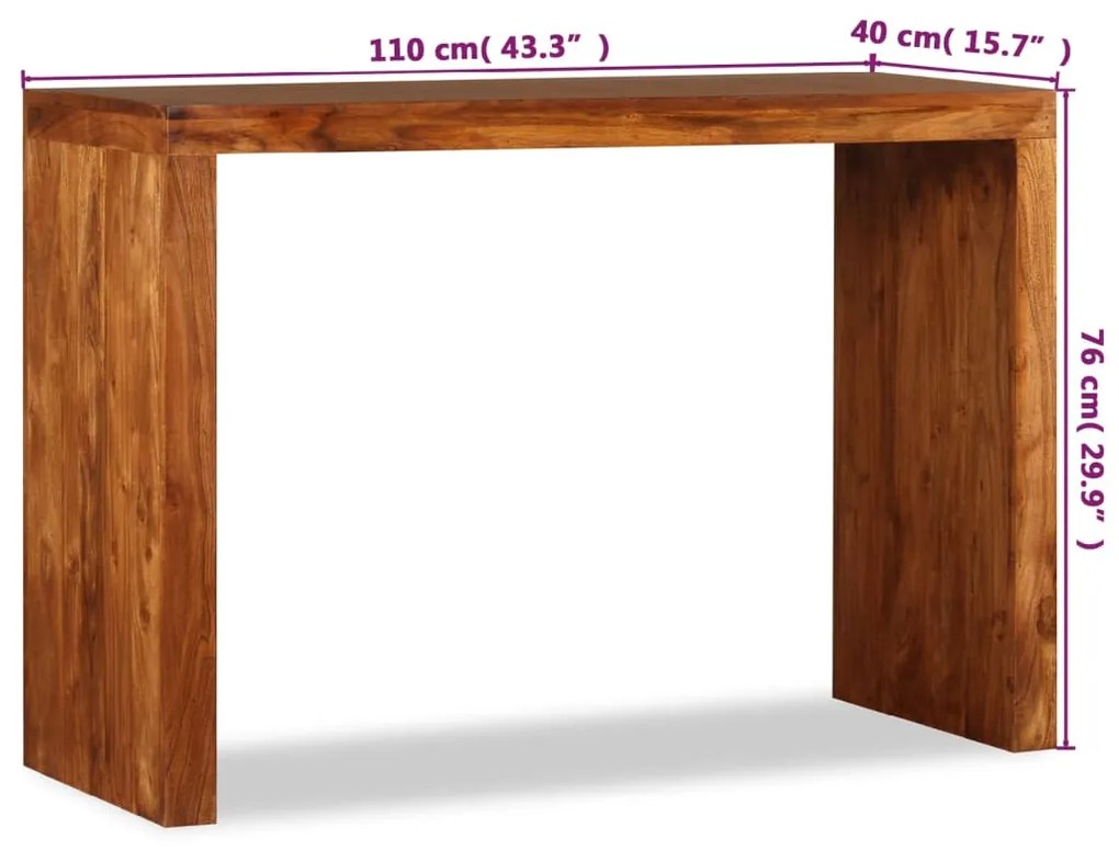 Mesa consola madeira maciça c/ acabamento a mel 110x40x76 cm