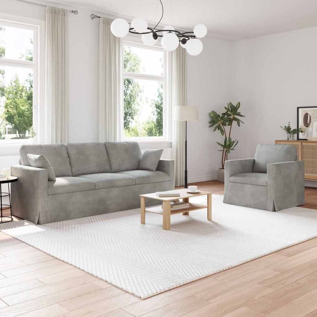 vidaXL Sofá 2 pcs Cinzento-claro