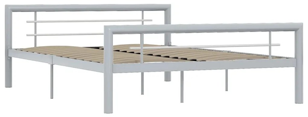 Estrutura de cama 140x200 cm metal cinzento e branco