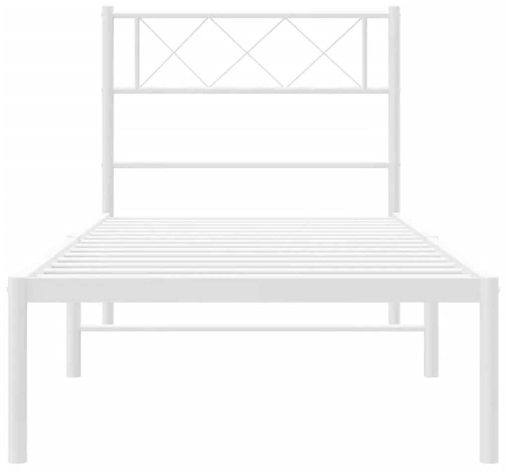 Estrutura de cama com cabeceira 80x200 cm metal branco