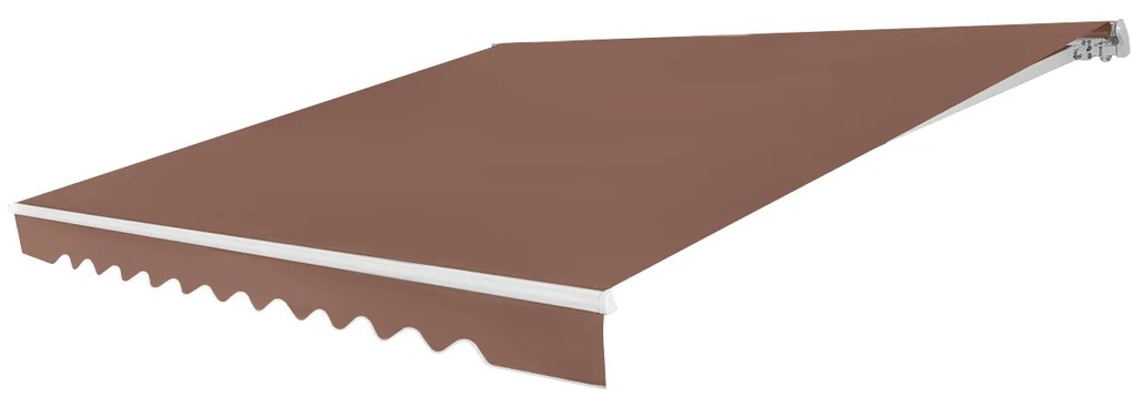 Toldo retrátil 3,6 x 3 m em alumínio com manivela e poliéster impermeável para exterior para janela, varanda, terraço Castanho