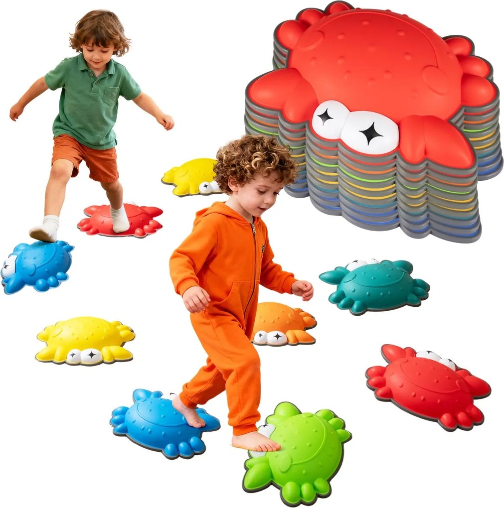 Conjunto de 9 pedras antiderrapantes para pisar Brinquedos sensoriais de equilíbrio para coordenação motora para interior e exterior 3+ anos Multicolo