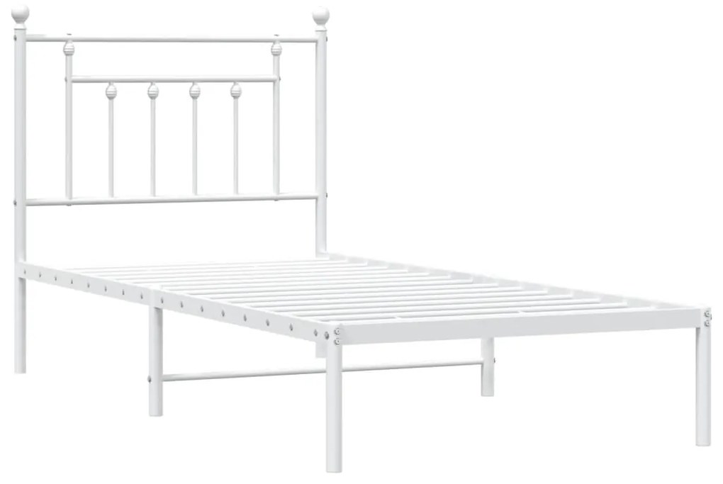 Estrutura de cama com cabeceira 90x190 cm metal branco