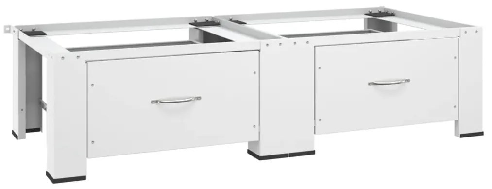 vidaXL Suporte duplo para máquina de lavar e secar c/ gavetas branco
