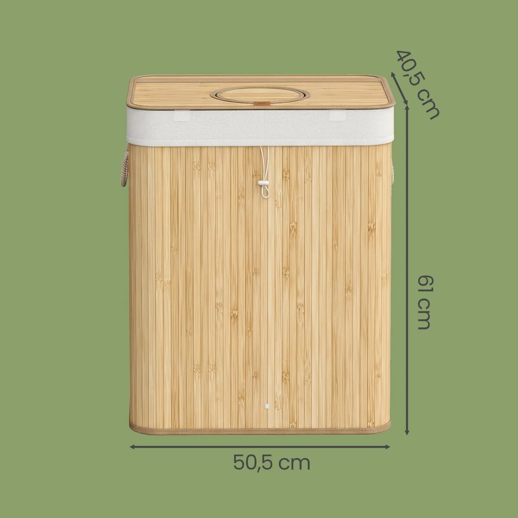 Caixote lixo para recolha de garrafas retornáveis, 120 L 50,5 x 40,5 x 61 cm bambu