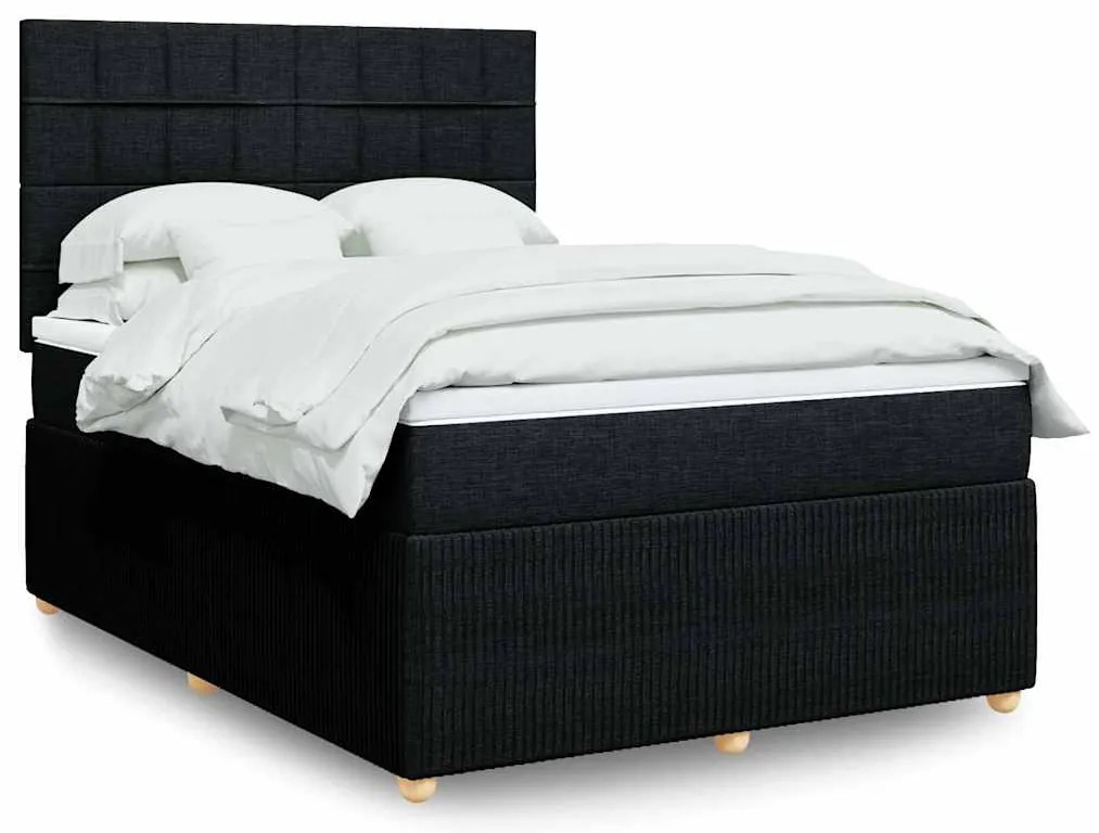 vidaXL Cama com molas/colchão 140x200 cm tecido preto