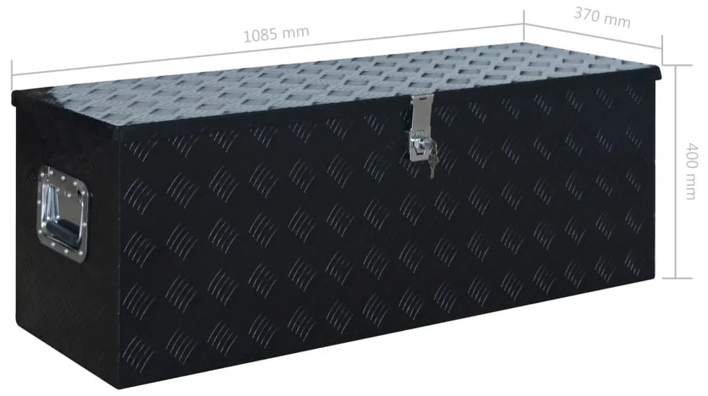 Caixa de alumínio 1085x370x400 mm preto