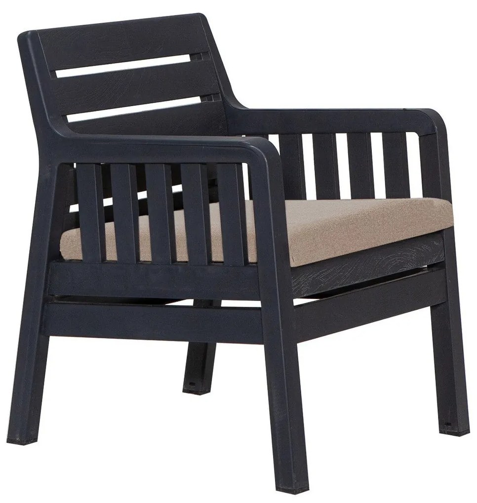 Conjunto de Jardim Antracite – 2 Sofás de 1 Lugar e Mesa de Centro – D