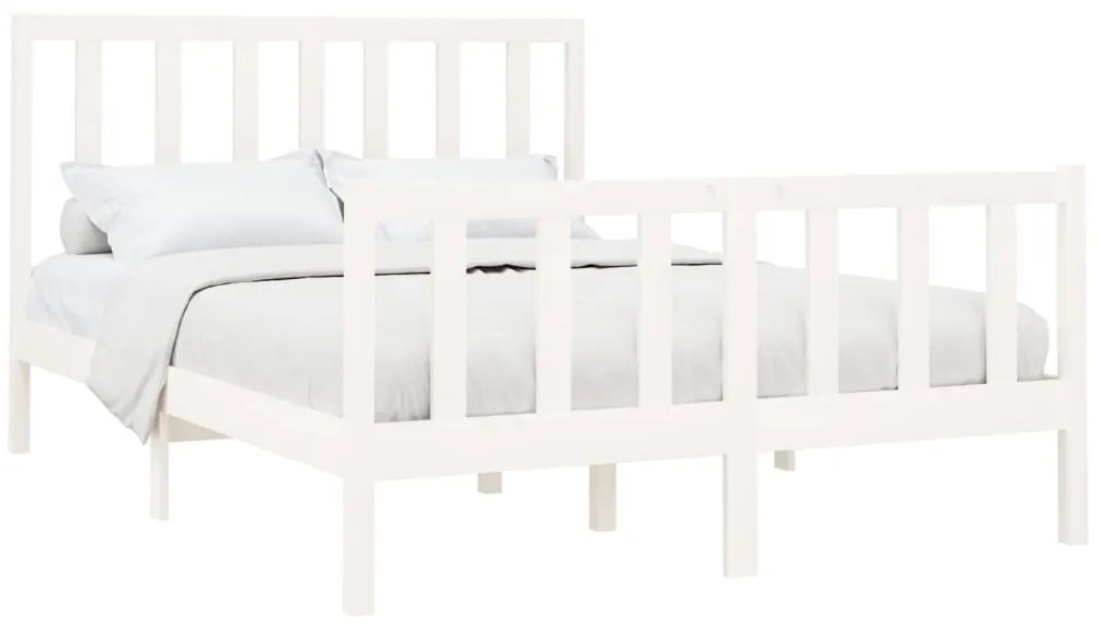 Cama sem colchão 140x200 cm madeira de pinho maciça branco