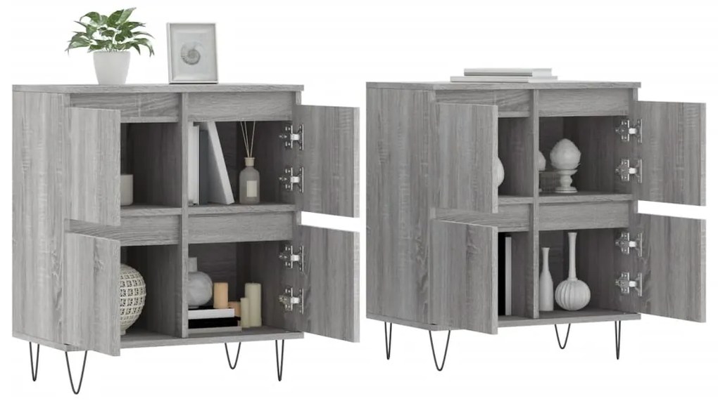 Aparadores 2 pcs derivados de madeira cinzento sonoma