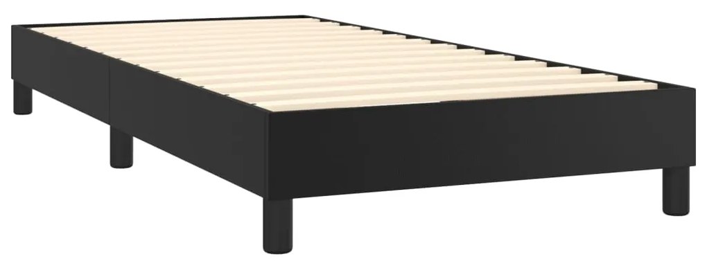 Cama com molas/colchão 90x190 cm couro artificial preto