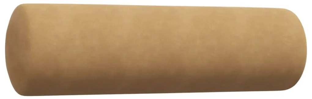 2 pcs conjunto de sofás com almofadões e rolos veludo castanho