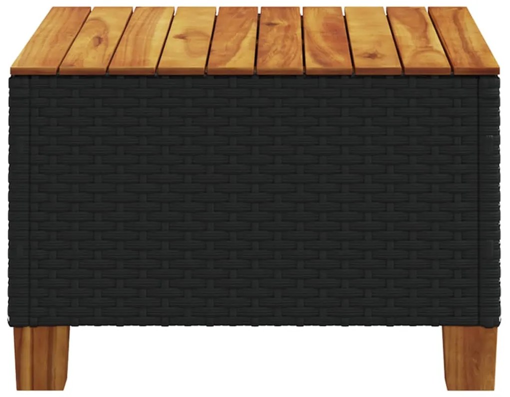 Mesa de jardim 55x55x36 cm vime PE e madeira de acácia preto
