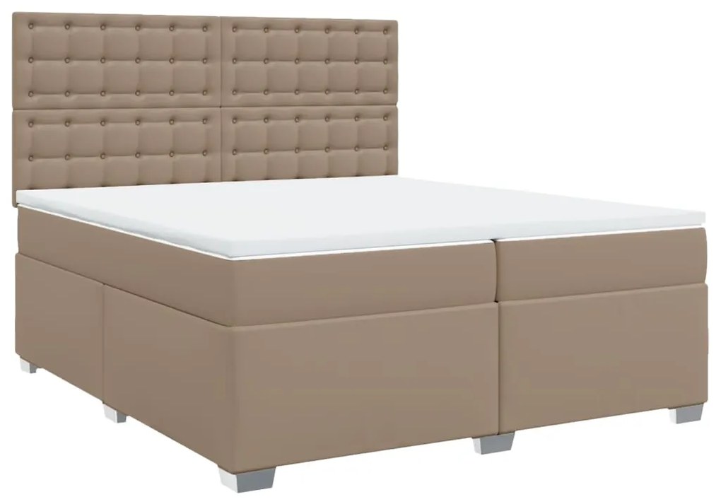 Cama com molas/colchão 200x200 cm couro artificial cappuccino
