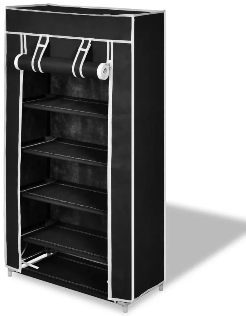vidaXL Armário p/ sapatos com cobertura 58x28x106cm tecido preto