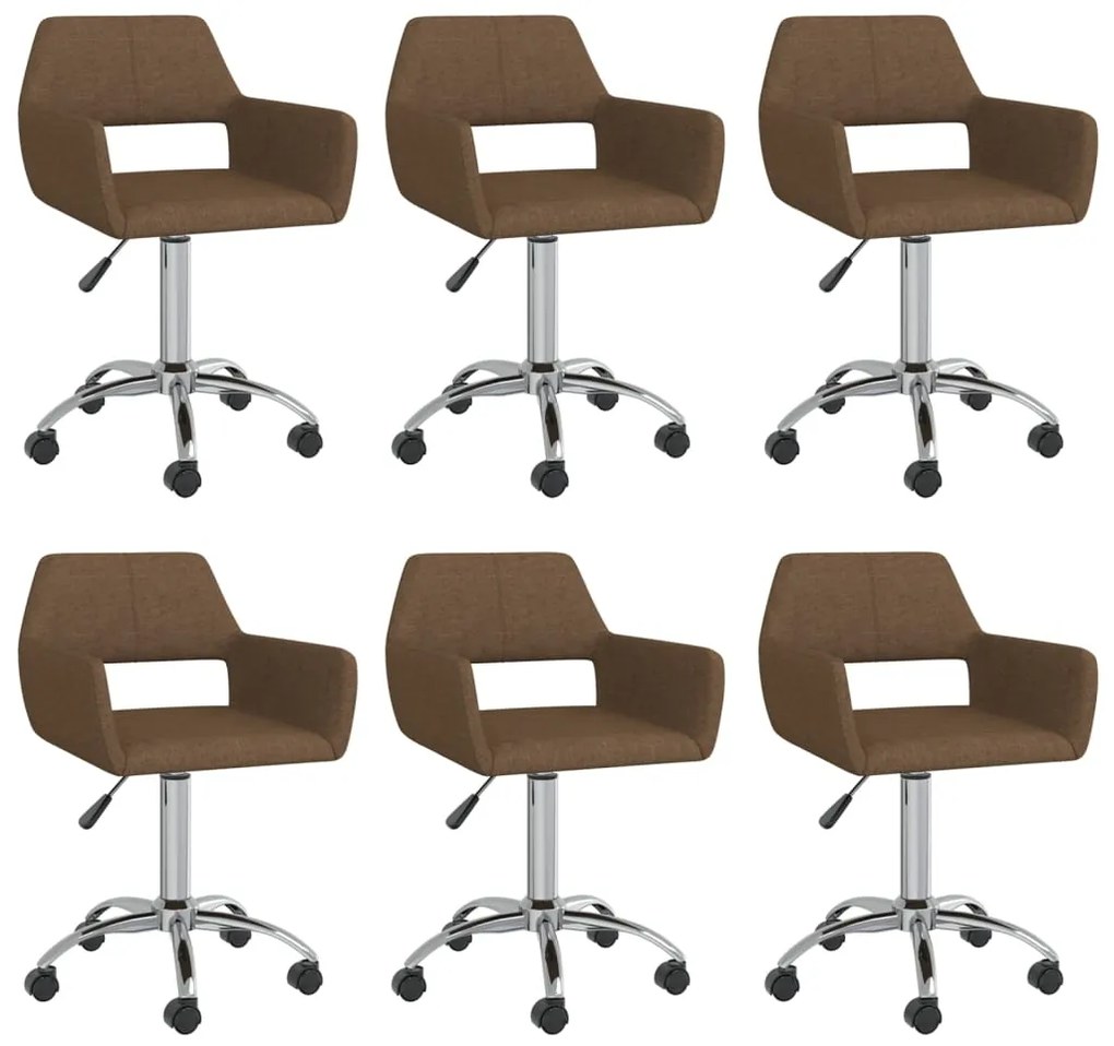 vidaXL Cadeiras de jantar giratórias 6 pcs tecido castanho
