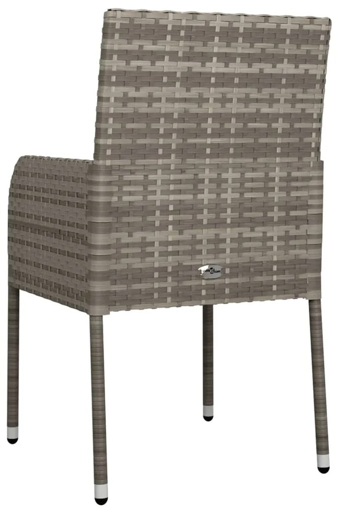 Cadeiras de jardim c/ almofadões 4 pcs vime PE cinzento