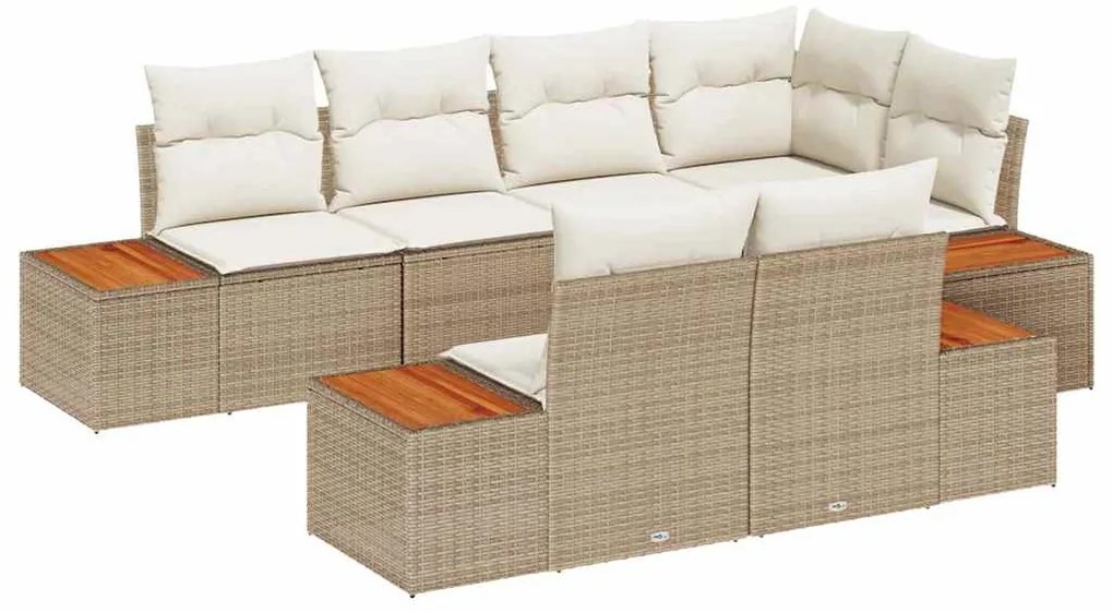 Conjunto de Sofá de Jardim com Almofadas Bege Rattan Acácia