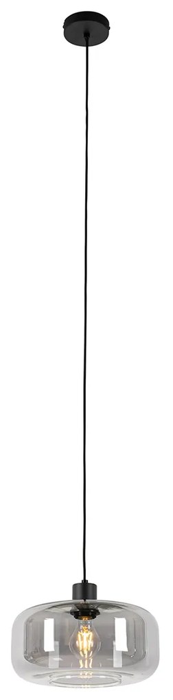 Candeeiro de suspensão Art Deco preto com vidro fumê - Bizle