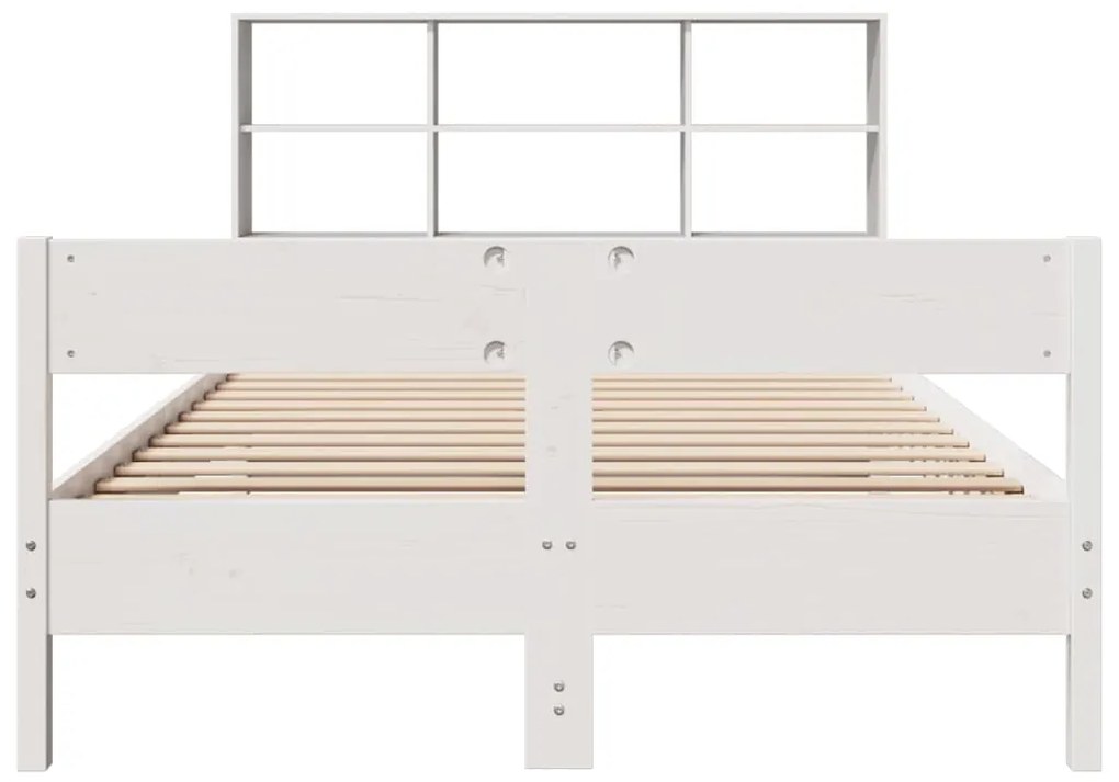 Cama com estante sem colchão 120x200 cm pinho maciço branco