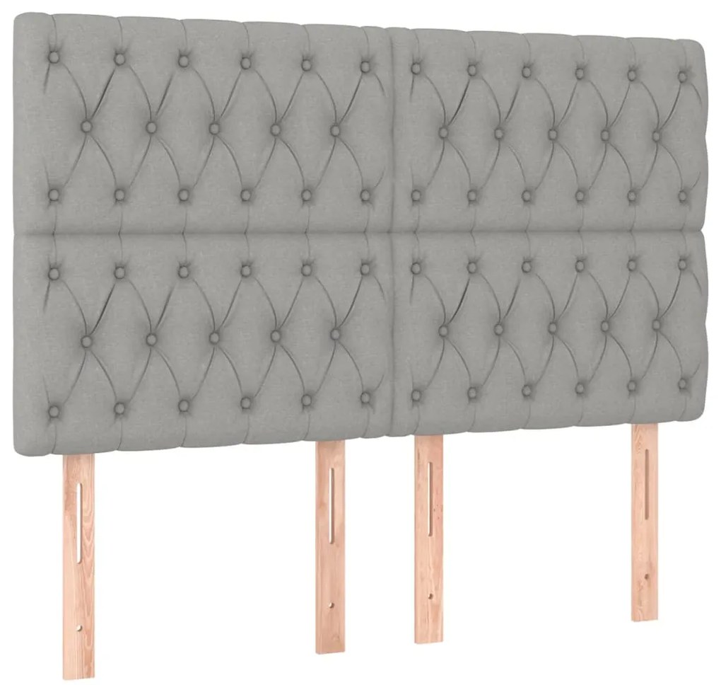 Estrutura de cama sem colchão 140x190 cm tecido cinzento-claro