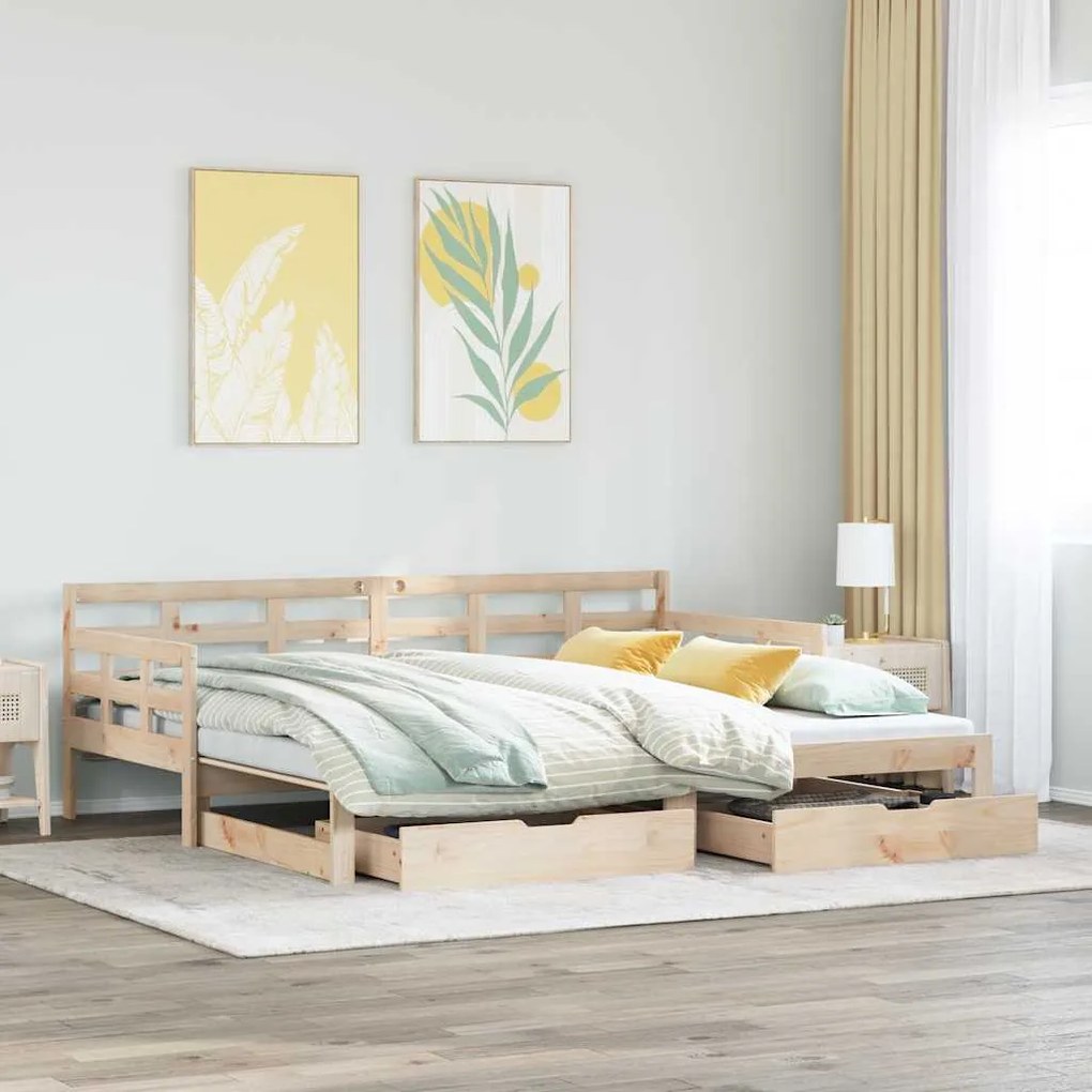 vidaXL Sofá-cama com gavetão e gavetas sem colchão 90x190 cm