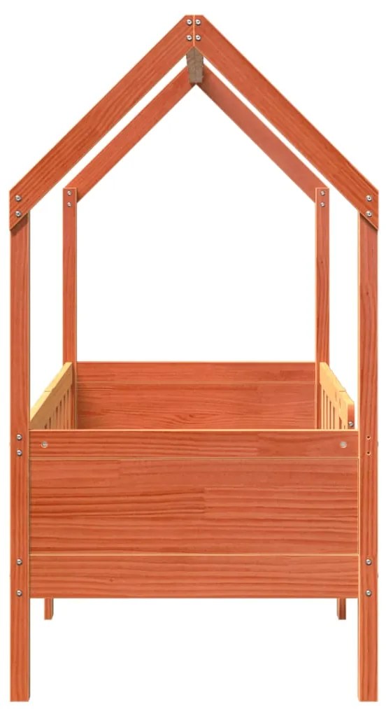 Cama infantil formato casa 80x160 cm pinho maciço castanho-mel