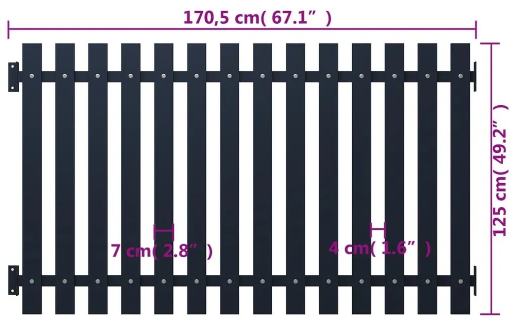 Cerca de jardim 170,5x125 cm aço revestido a pó antracite