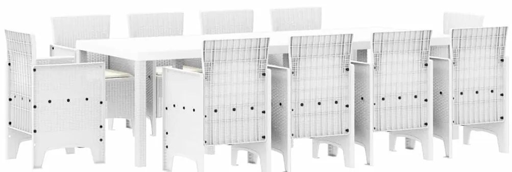 Conjunto de Jantar Jardim 11 pcs Branco 250 x 100 x 73 cm
