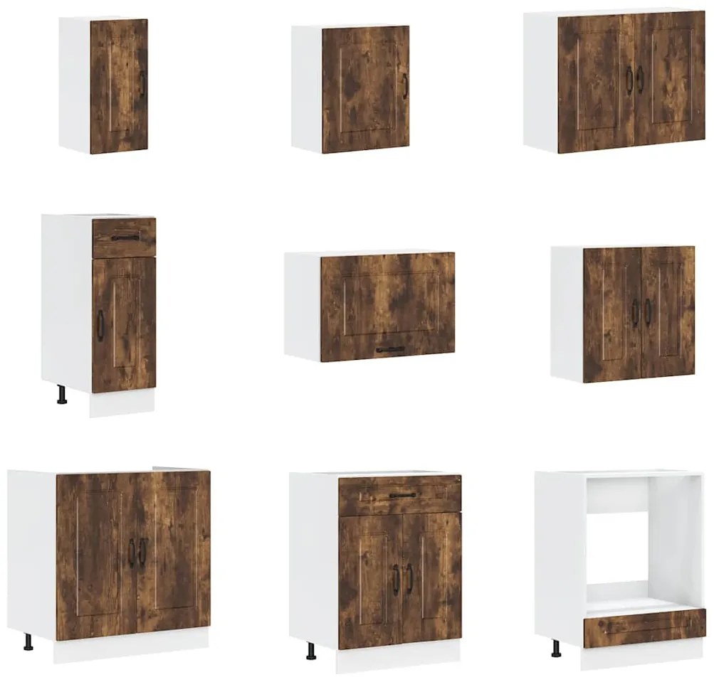 14 peças armário de cozinha conjunto Kalmar carvalho defumado