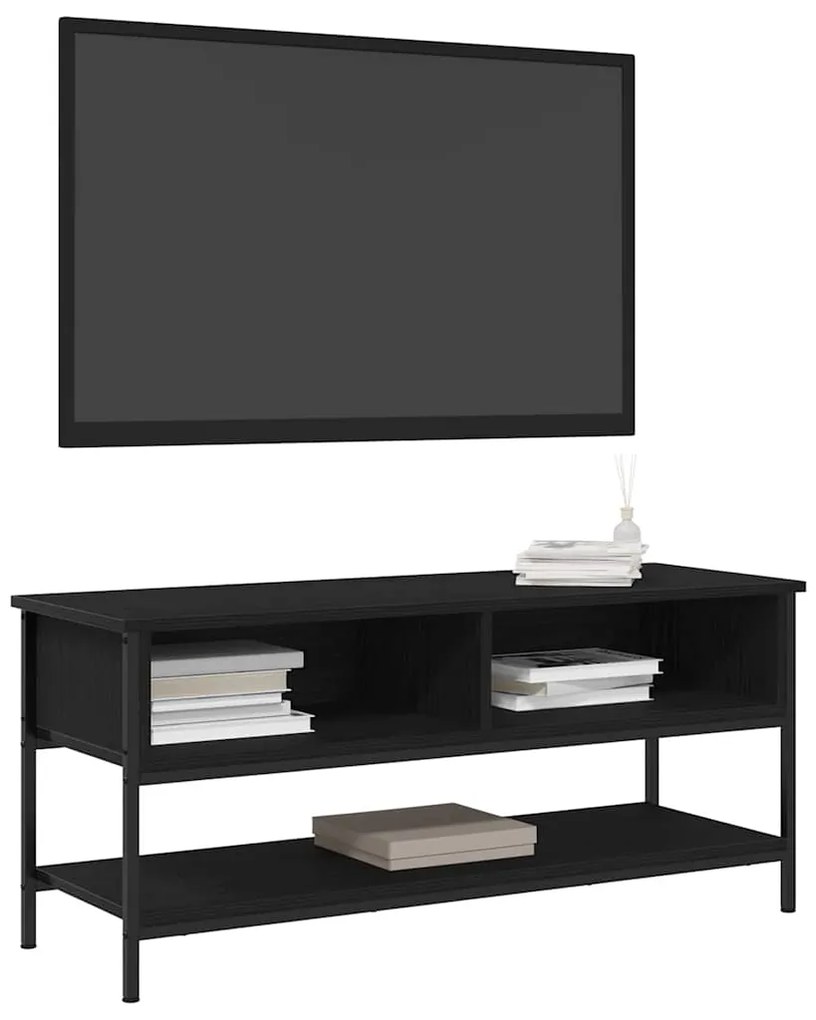 Cabide de TV vidaXL Preto Carvalho 100x35x45 cm Madeira de Engenharia