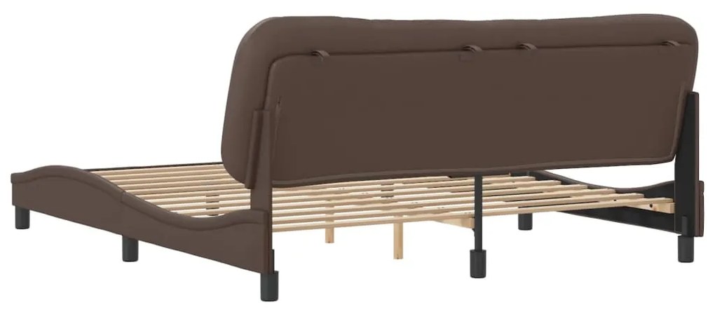 Estrutura cama c/ cabeceira 180x200cm couro artificial castanho