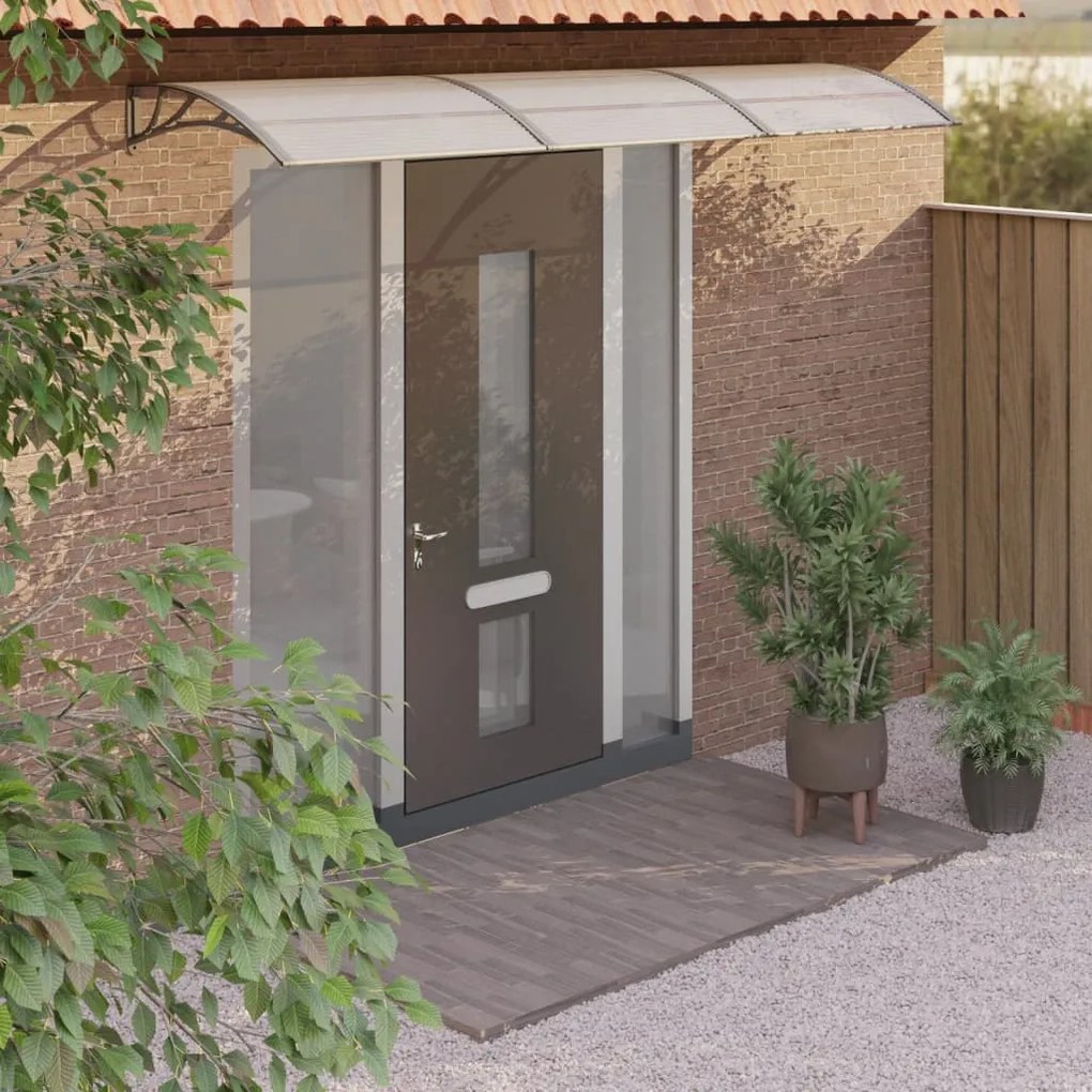 vidaXL Toldo p/ porta 300x75 cm policarbonato cinzento