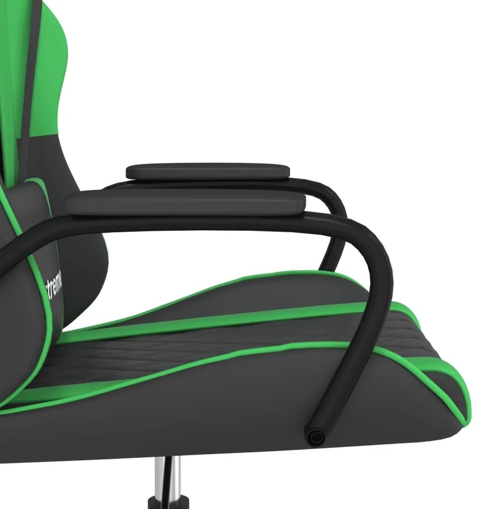 Cadeira gaming massagens couro artificial preto e verde