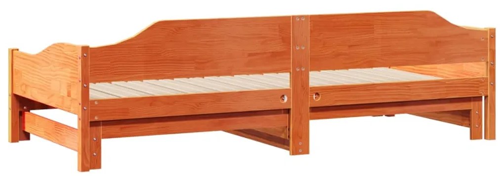 Sofá-cama com gavetão 90x200 cm madeira de pinho castanho cera