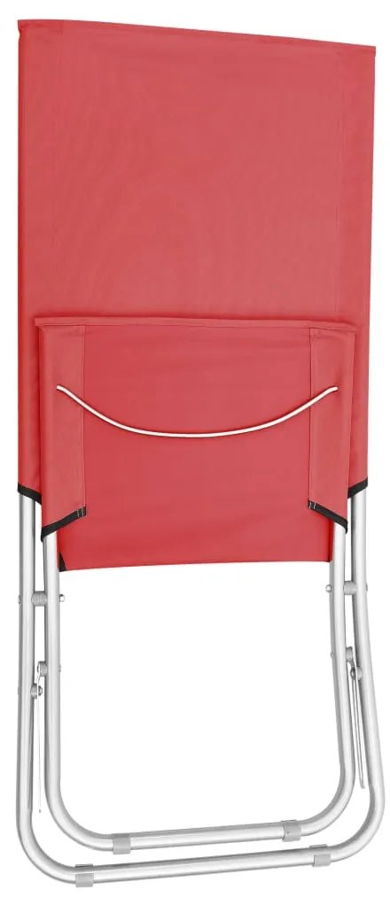 Cadeiras de praia dobráveis 2 pcs tecido vermelho
